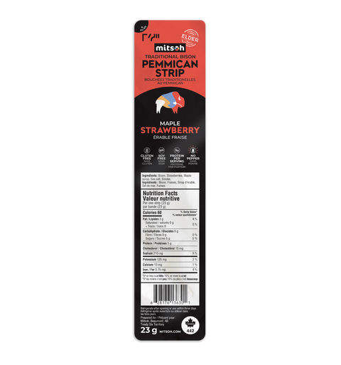 Mitsoh - Maple Strawberry Pemmican Bison Strip 23g