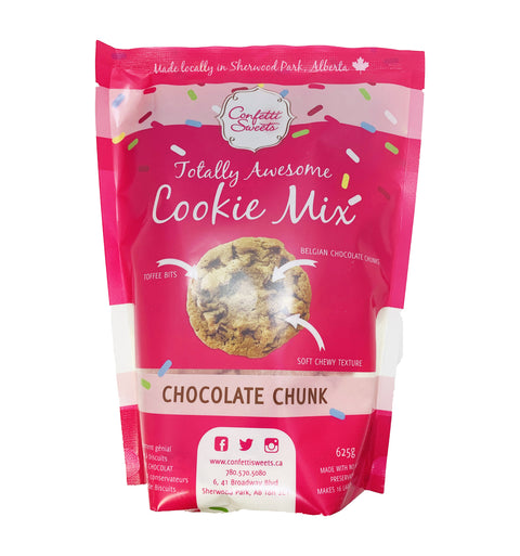 Confetti Sweets - Cookie mix, Chocolate Chunk. (bakes 16 large cookies)