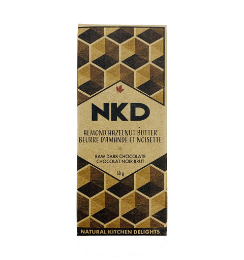 Natural Kitchen Delights - Almond + Hazelnut Butter Raw Dark Chocolate