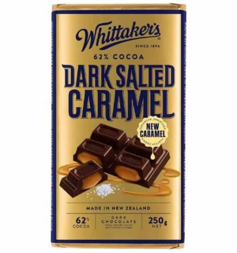 Whittaker's - Dark Salted Caramel Block 250gm (shipped frozen)
